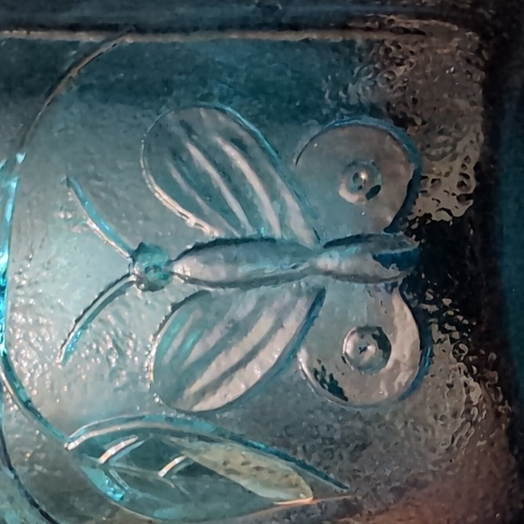 VGT,Mid Century,Dark Teal Empoli Glass Genie Vase with Butterflies/Fruit,Vines. - Picture 6 of 9